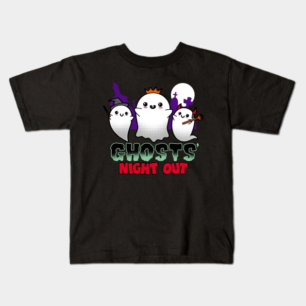 Funny Cute Kawaii Ghost Party Night Out Halloween Meme Kids T-Shirt by BoggsNicolas